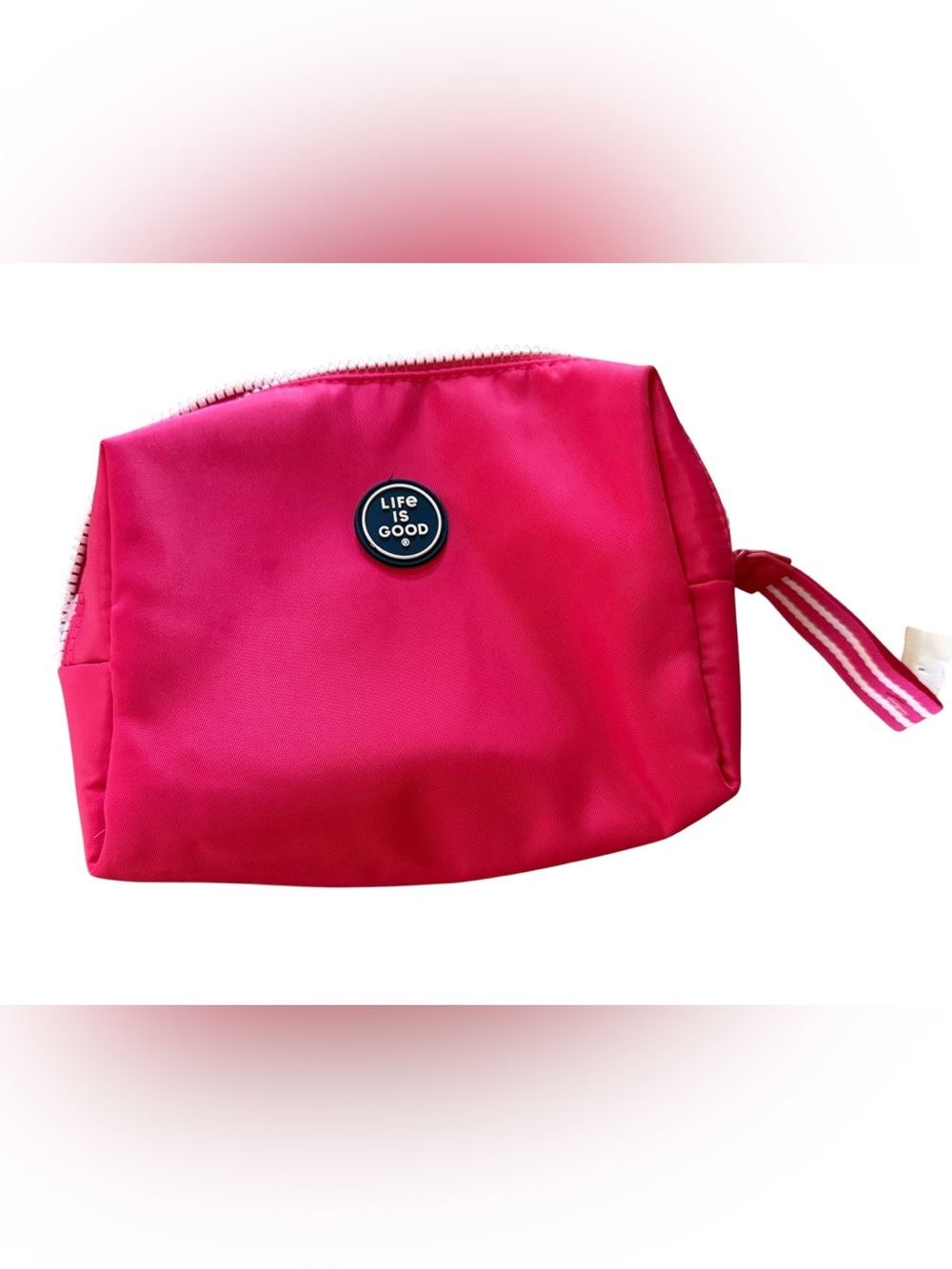 Life Is Good Pink Cosmetic Bag Travel Pouch Wristlet NWT